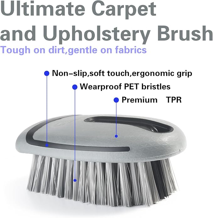 Carpet and Upholstery Cleaning Brush, Carpet Scrubber Stiff Bristle Detailing - Image 2