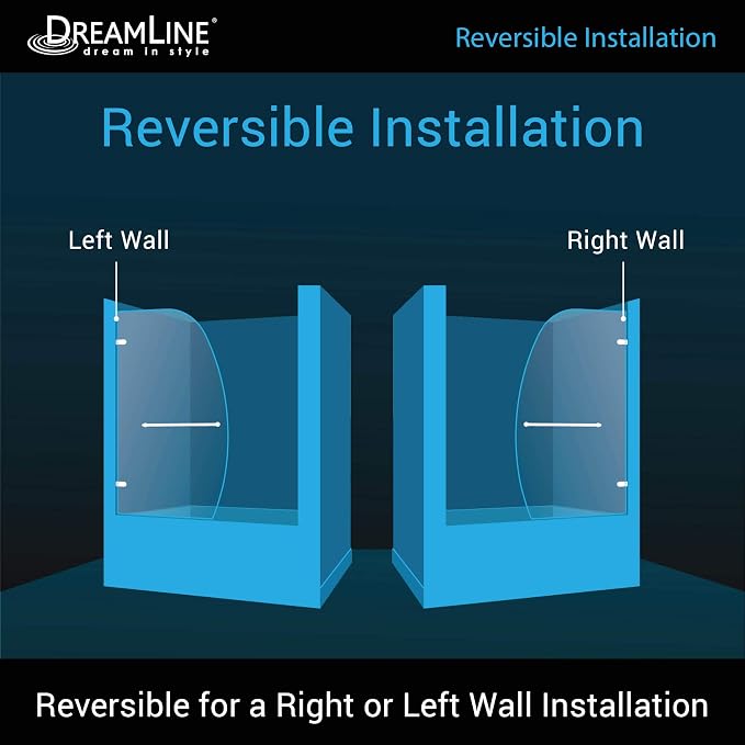 DreamLine Aqua Uno 34 5/16 inch W x 58 inch H Frameless Hinged Tub Door in - Image 3