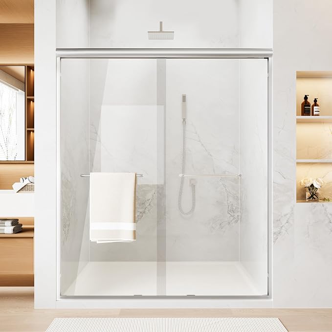 44-48" W x 70" H Double Sliding Shower Door, Semi-Frameless Shower Door by FINDEPOT