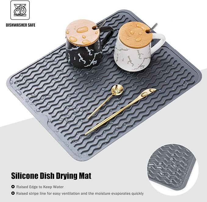 Large 24" x 18" Silicone Dish Drying Mat - Image 3