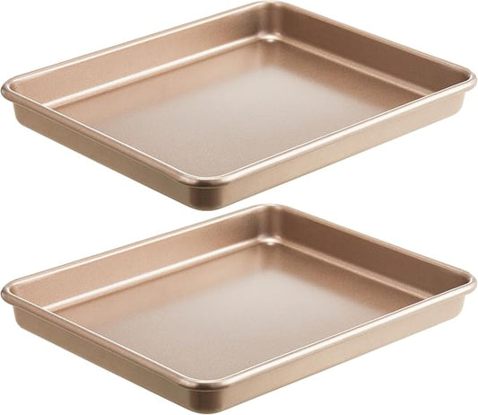 HONGBAKE 2 Pack 11 x 9 Inch Toaster Oven Pans and Trays, Small Baking Sheet Set by HONGBAKE