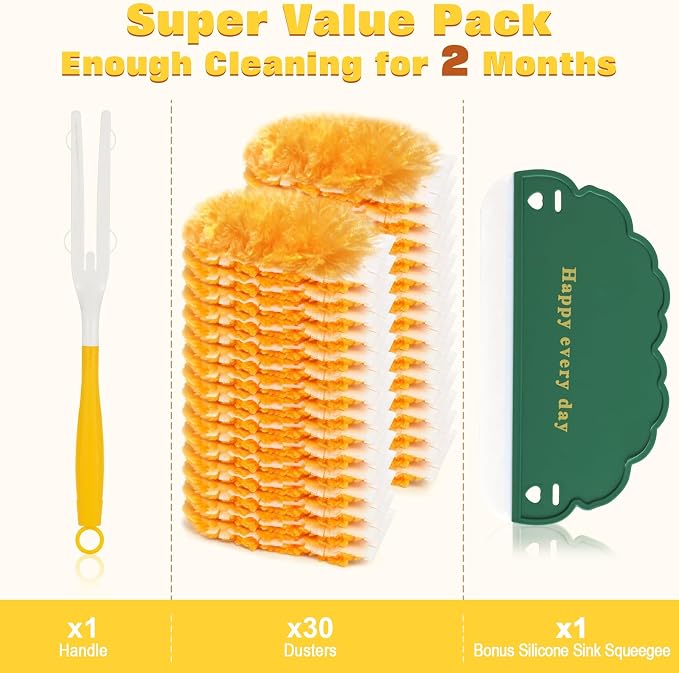360° Heavy Duty Duster Refills for Swiffer Duster, 30 Pack & 1Handle 4X Faster - Image 5
