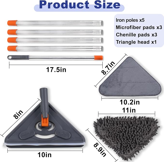 Wall Cleaner Mop with 79 Inches Long Handle, 360° Wall Washer Cleaner Tool - Image 2