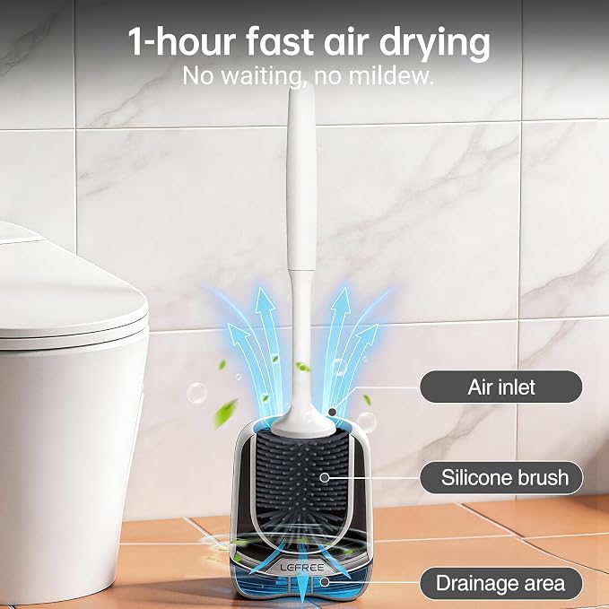Lefree Silicone Toilet Brush and Holder, Bathroom Cleaner Brush Set, Non-Slip - Image 7