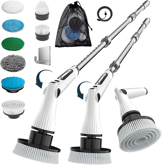 Electric Spin Scrubber, 8 in 1 Electric Cleaning Brush, Cordless Rechargeable by MGLSDeet