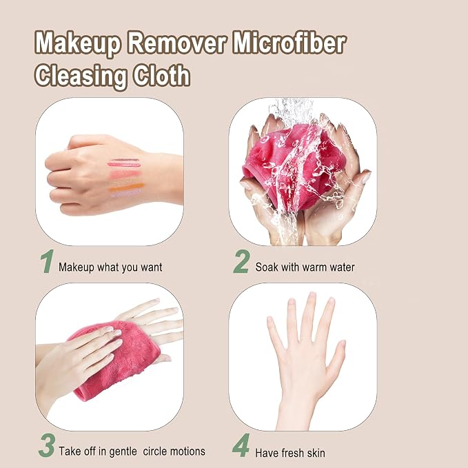 KODAMO Makeup Remover Cloth, 12 Pack Reusable Makeup Remover Towels - Image 7