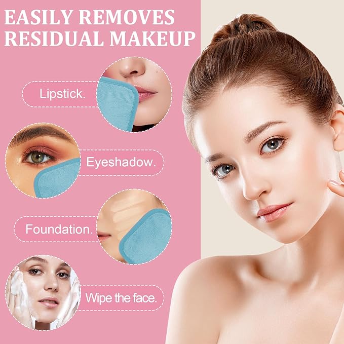 Makeup Remover Cloth 12 Pack, Ultra Soft and Reusable Microfiber Makeup Remover - Image 5
