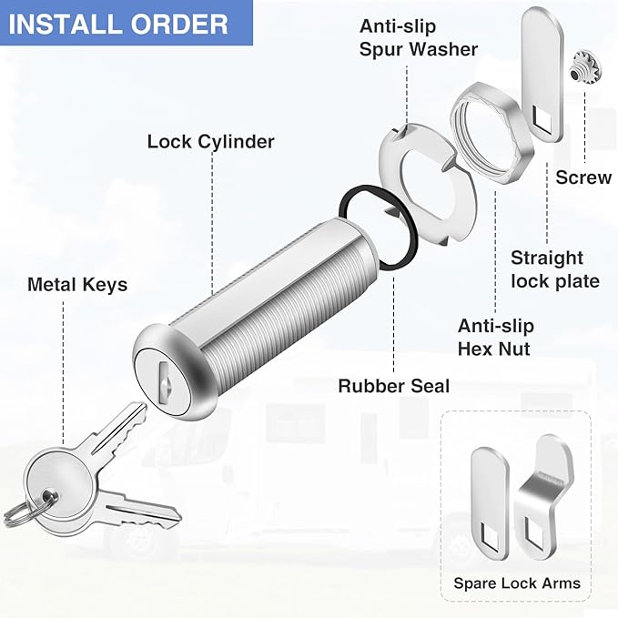 Cabinet Lock with Keys, 2 Pack Cabinet Cam Lock Set - Image 5