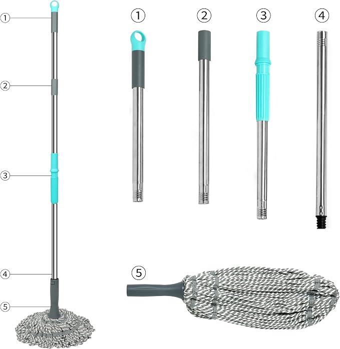 Self Wringing Mop Floor Cleaning, Easy Squeeze Twist Mop, Heavy Duty Wet Mops - Image 6