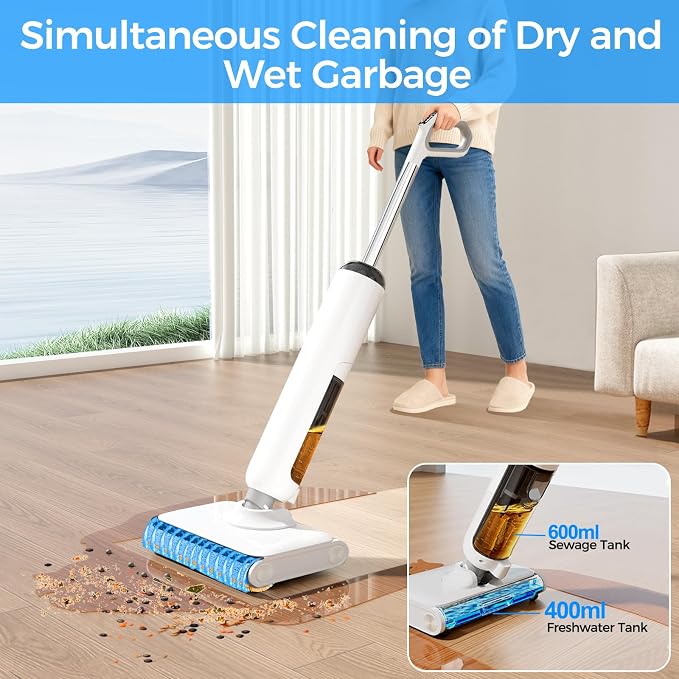 Cordless Wet Dry Vacuum Cleaner, 23KPa Vacuum Mop - Image 4