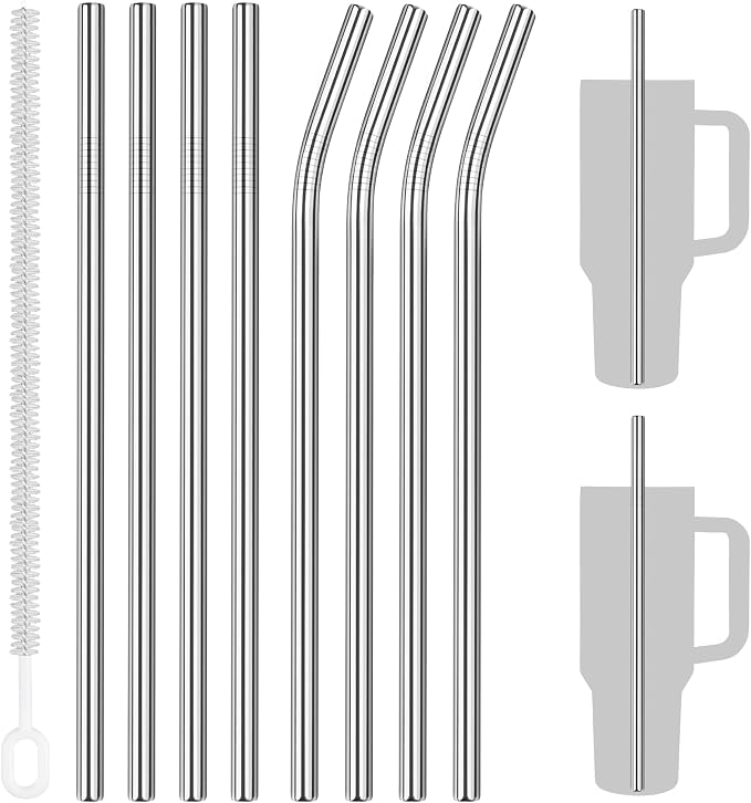 Tomorotec 8PCS 12" Stainless Steel Straws 4 Bent & 4 Straight by Tomorotec