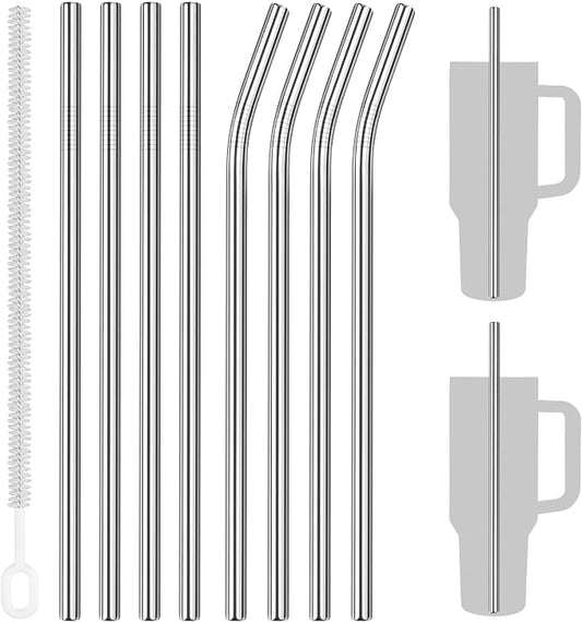 Tomorotec 8PCS 12" Stainless Steel Straws 4 Bent & 4 Straight by Tomorotec