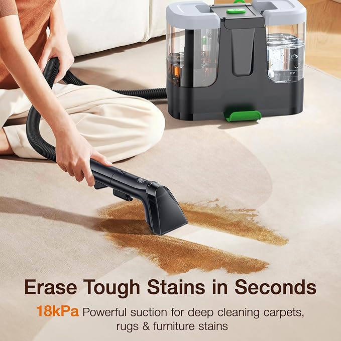 LABIGO Portable Carpet & Upholstery Cleaner, 18Kpa Carpet Cleaner Machine - Image 3