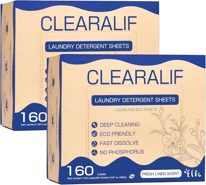 Laundry Detergent Sheets Up to 320 Loads, Fresh Linen by CLEARALIF