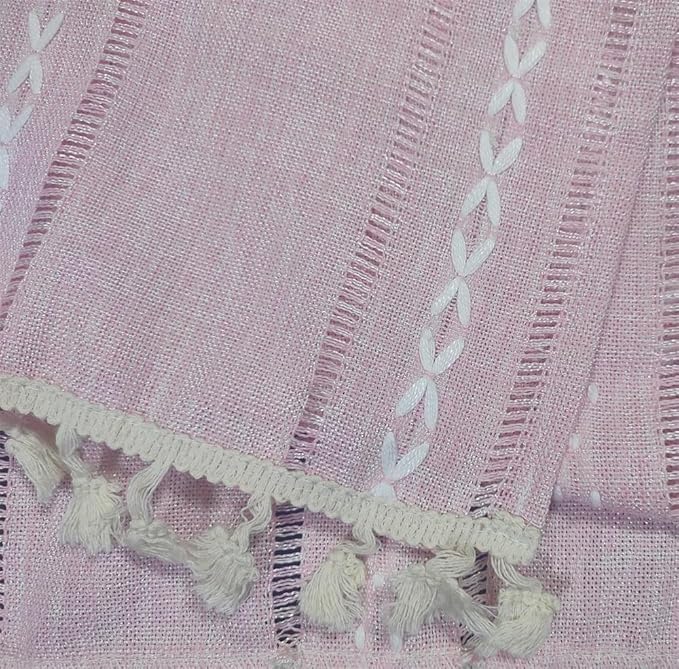 Bedside Table Cloth with Tassel Small Table Cover for Nightstand,Bedside Table TV Microwave (Pink, 17.7 * 39.4inches)