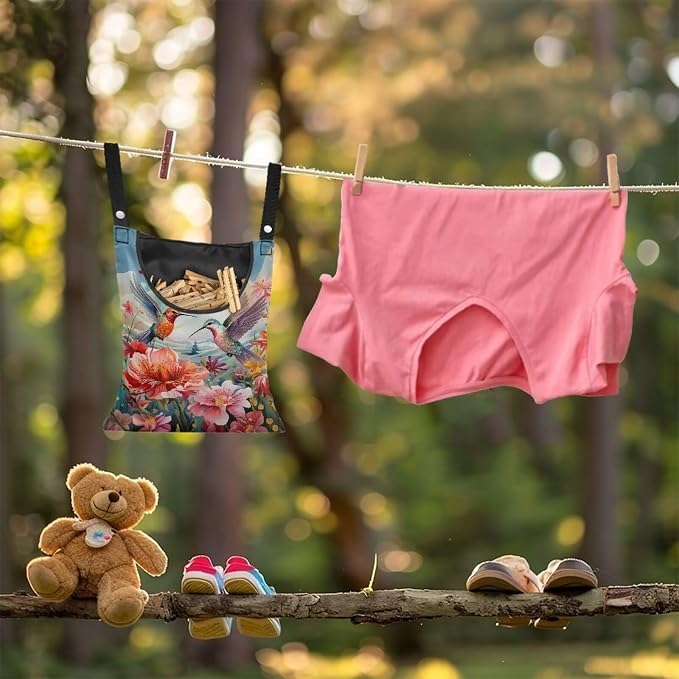 Hummingbird Hibiscu Large Capacity 14.5 x 12 Inch Clothespin Bag - Image 4