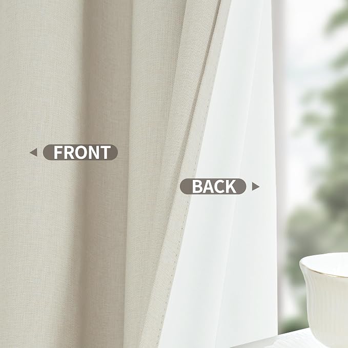 YoungsTex 80 Inch Length Linen 100% Blackout Curtains - Image 6