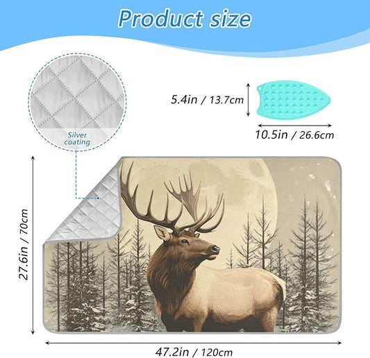 Retro Elk Winter Ironing Mat for Table top Portable Ironing Pad Blanket for - Image 2