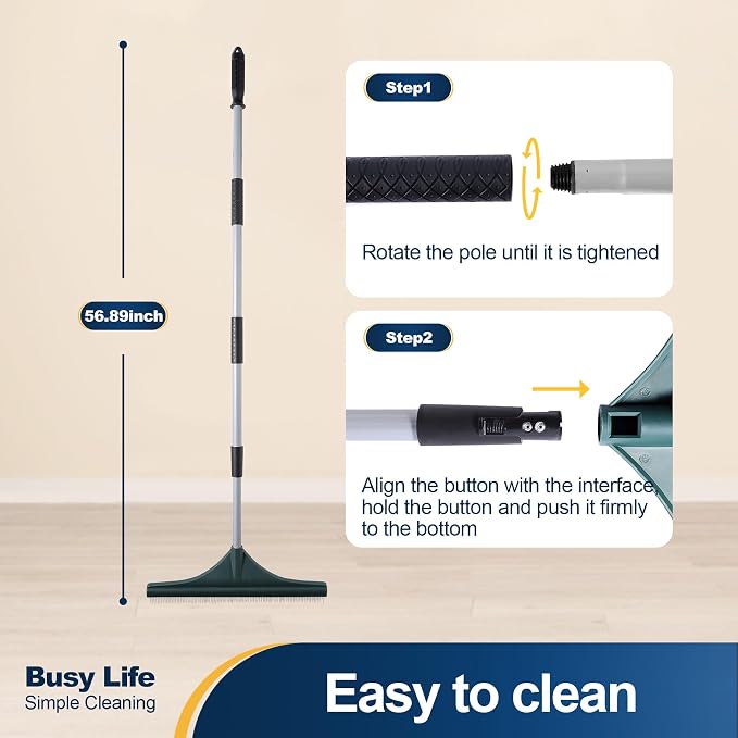Yocada Carpet Rake for Pet Hair Removal Reusable Pet Hair Remover Telescopic - Image 5