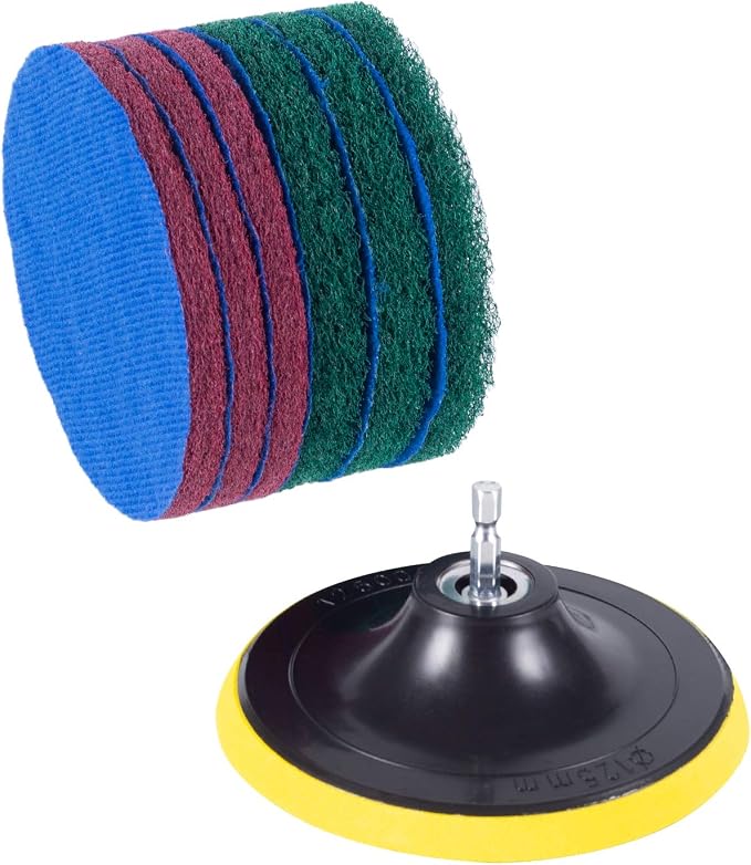 Kichwit 5 Inch Drill Powered Brush Tile Scrubber Scouring Pads, 2 Different - Image 4