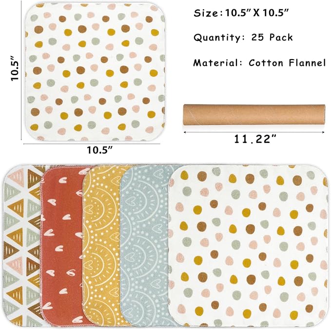 25 Pack Reusable Tissue Paperless Towel Roll Washable Cotton - Image 2