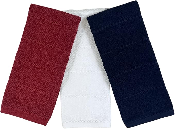 Patriotic Red White Navy Blue Kitchen Hand Dish Towels Oversized 28"x18" - Image 5