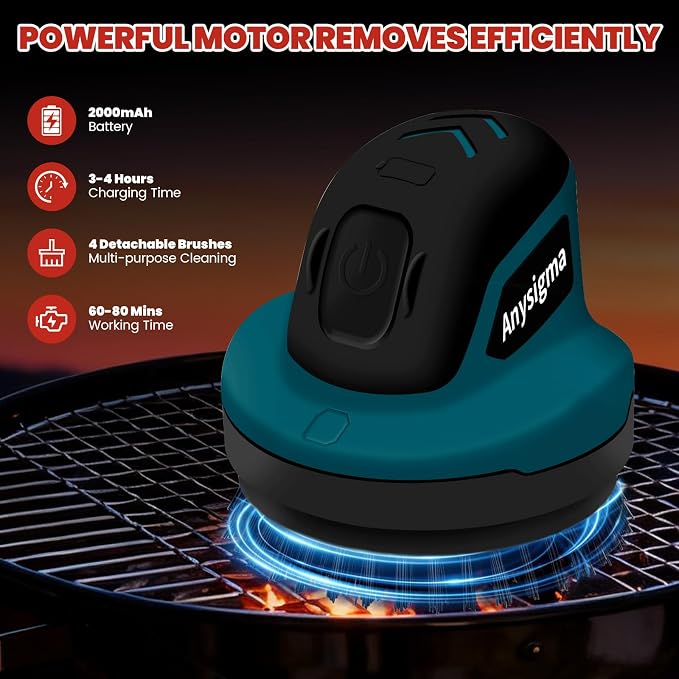 Electric Grill Brush- Waterproof Cordless Rotary Cleaning Brush - Image 4