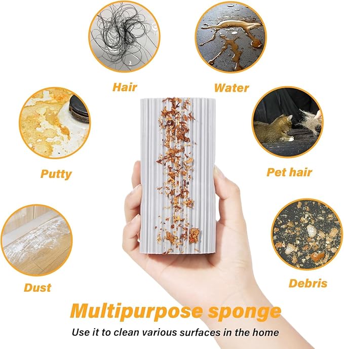 6-Pack Damp Clean Duster Sponge, Magic Sponge Eraser Baseboard Cleaner Tool - Image 4
