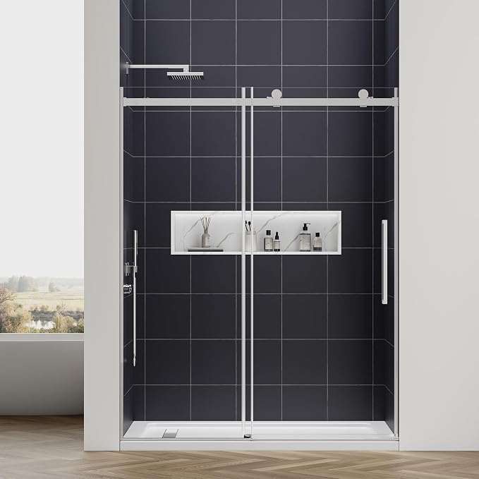 Luxury Soft-Closed Frameless Sliding Shower Door, 58–60" W x 76" H, 3/8" by JONIVRAT