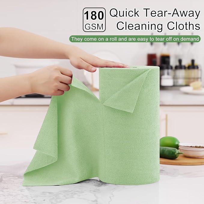 Homaxy Tear Away Dish Cloths Rolls, 75 Sheets-11.8" X 11.8", Reusable Washable - Image 2