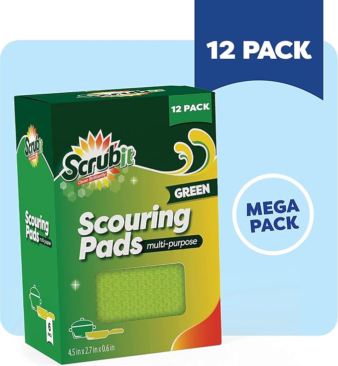 SCRUBIT Multi-Purpose Dish Scrub Sponge, Non Scratch Scouring Pads, Cleaning - Image 4