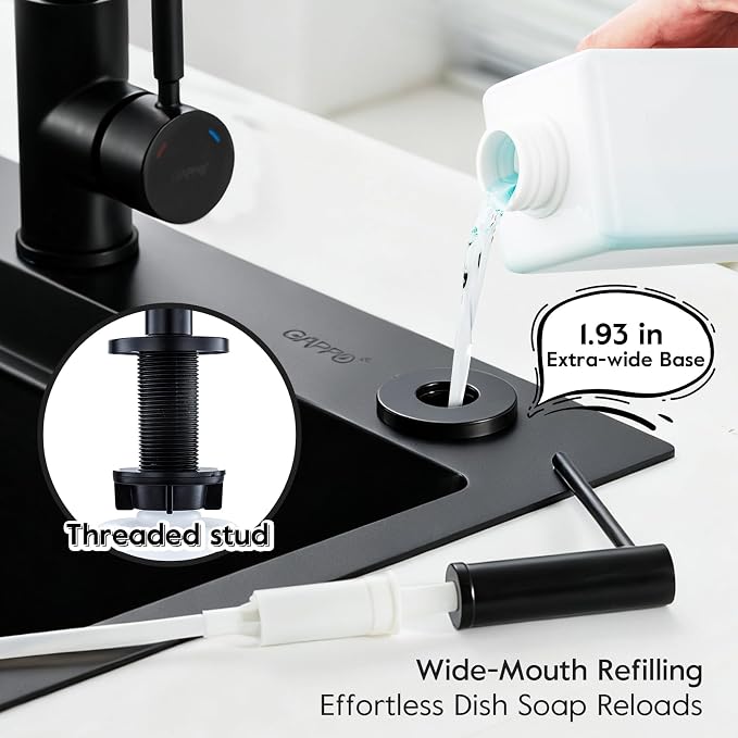 GAPPO Soap Dispenser for Kitchen Sink, Built in Sink Soap Dispenser, Matte - Image 2