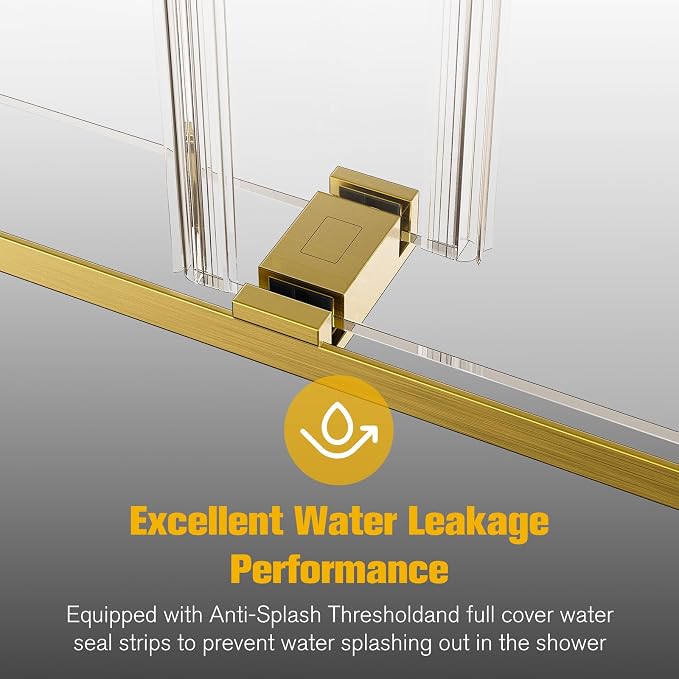Shower Door 68–72in W x 76 in H, 3/8" Tempered Glass Double Sliding Shower Door - Image 5