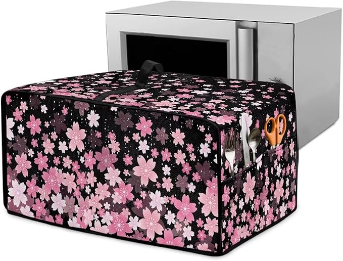 Waterproof Toaster Oven Cover Cherry Blossom Print Dust-Proof Microwave Oven Grill Cover Protector with Top Handle Easy to Clean Decor Accessories for Kitchen, S