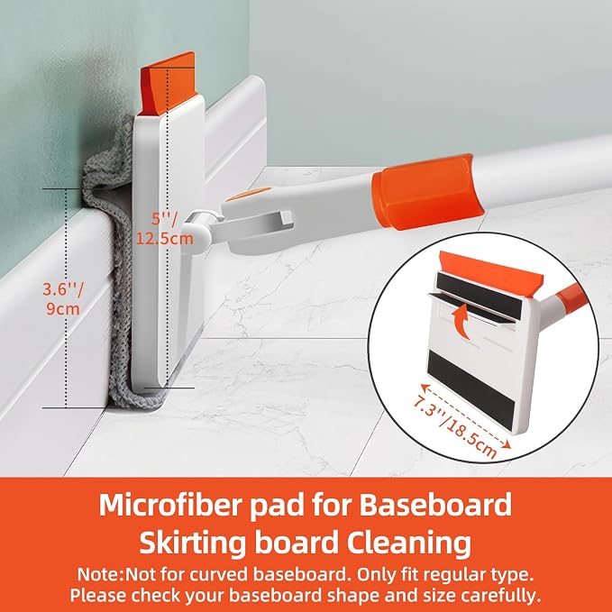 Baseboard Cleaner Tool with Handle, Extendable Long Handle Baseboard Cleaning - Image 2