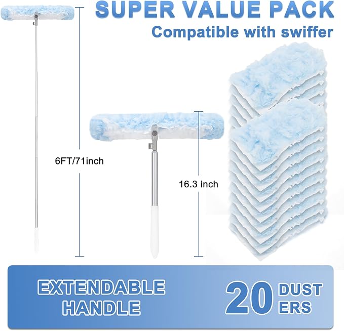 KeFanta Duster Refill Kit with 6 ft Super Extendable Handle Compatible with - Image 3