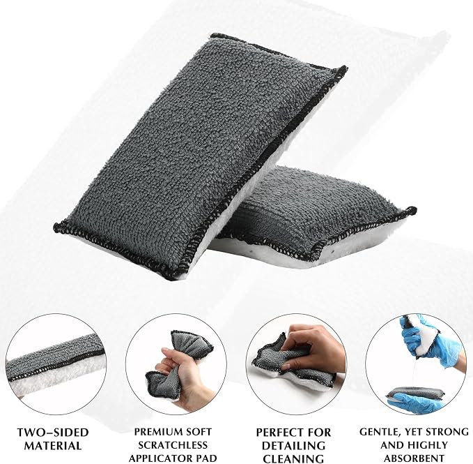 Mudder 8 Pcs Car Interior Scrubbing Sponge 5'' x 3'' Fiber Car Wax Applicator - Image 4