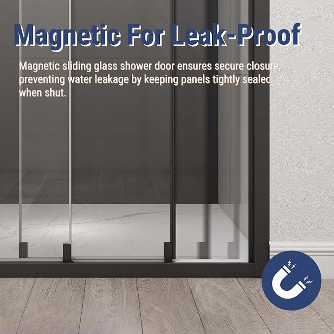 46" W x 78" H 3-Panels Sliding Shower Door, Shower Door Clear 6mm Tempered Glass - Image 9