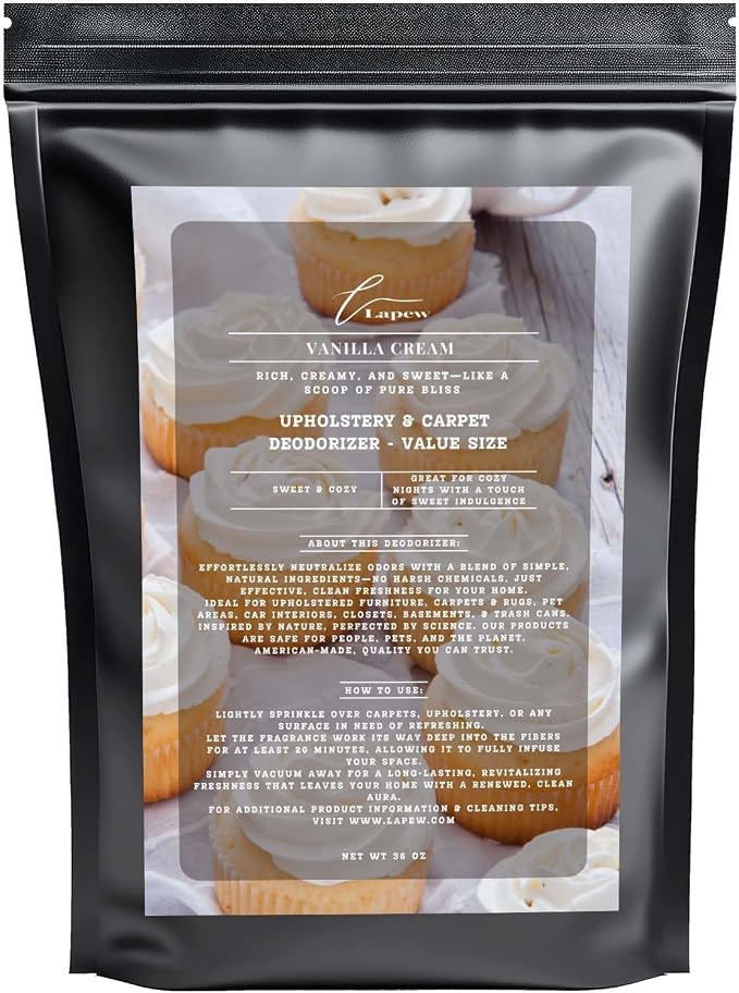 Vanilla Cream Carpet Freshener Powder Refill 36 oz | Powerful Odor Eliminator by Lapew