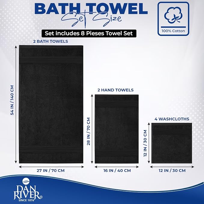 DAN RIVER 8 PC Luxury Bath Towels - Image 2