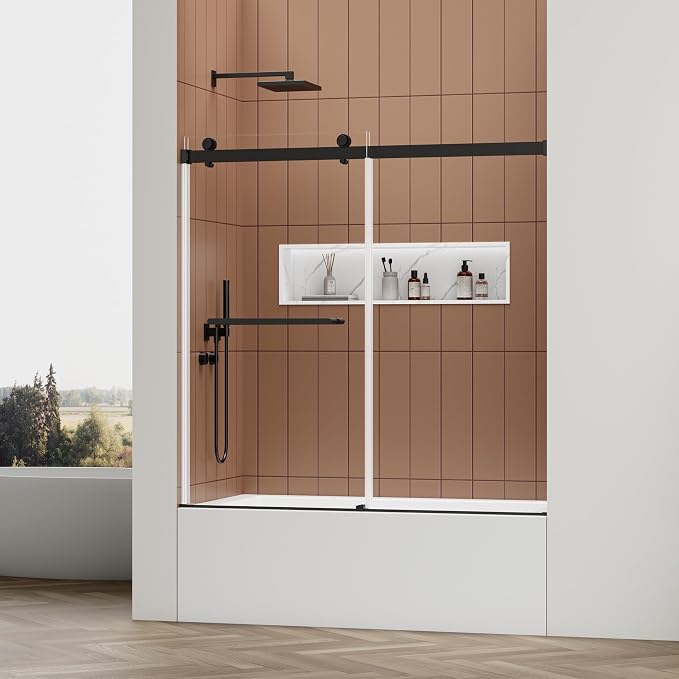 56-60" W x 60" H Double Sliding Bathtub Shower Door, 5/16" Tempered Glass - Image 8