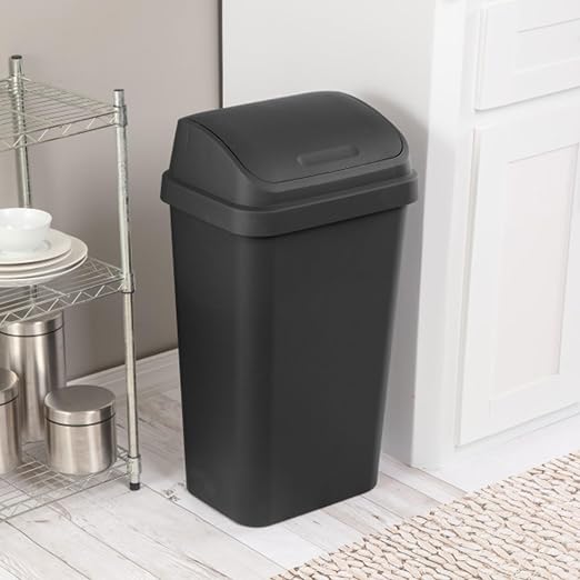Sterilite 8-Pack Swing Top Wastebasket, Sleek Square Profile Trash Can - Image 5