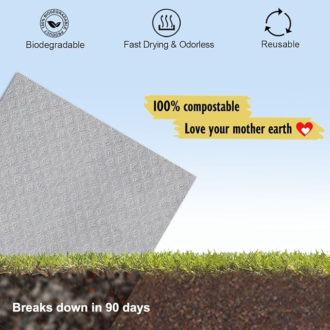 Swedish Dishcloths for Kitchen | 6 Pack Absorbent Cellulose Sponge Cloths - Image 6