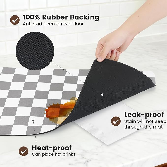 12" x 20" Checkered Dish Drying Mat - Image 6