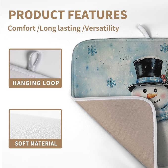 Blue Snowman Snowflake Christmas Dish Drying Rack - Image 3