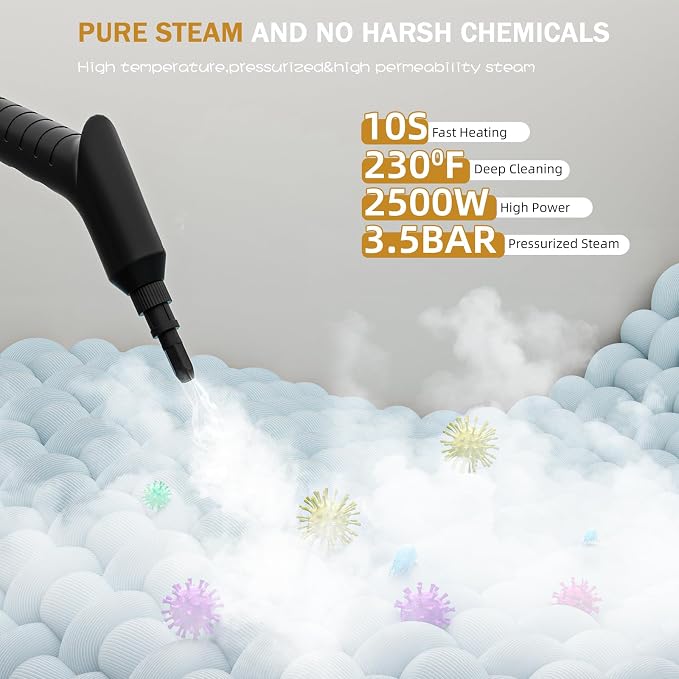 Handheld Steam Cleaner 2500W, 10s Fast Heat-Up & 50.73OZ Large Tank, - Image 6
