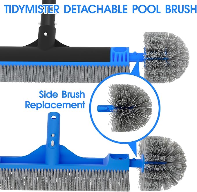 Small Pool Brush Head for Cleaning Narrow Corners Steps, Stiff Wavy Bristles - Image 7