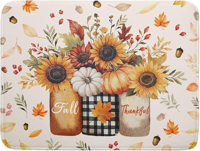 Autumn Sunflowers Vase Dish Drying Mat by Sweetshow