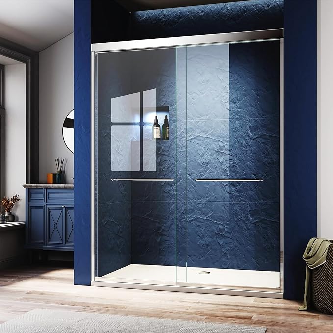 Chrome Shower Glass Door 50-54'' x 72'', Splash-Proof Adjustable Stainless by Glazenclos