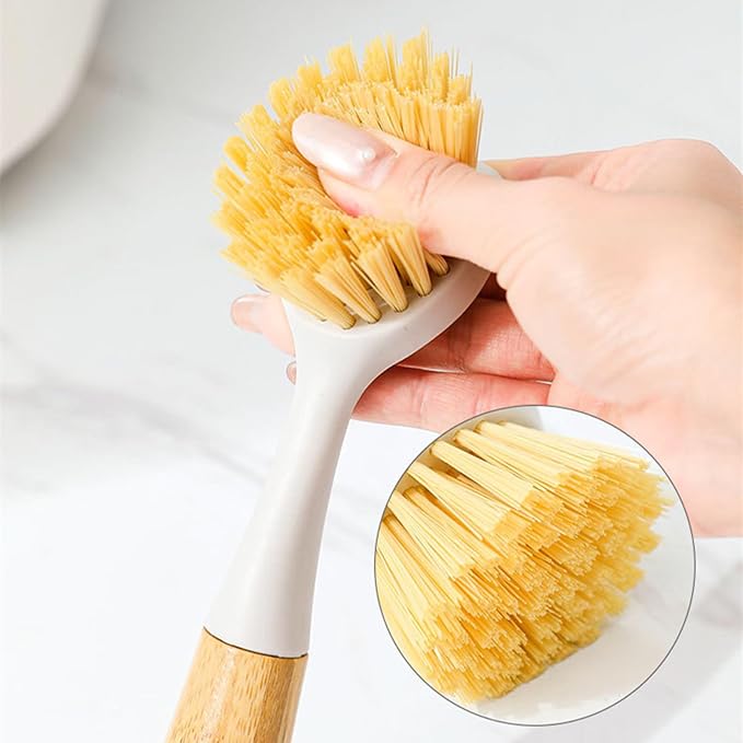 2 Pack Kitchen Dish Brush Grill Brush+Reusable Rubber Gloves, Kitchen Cleaning - Image 7
